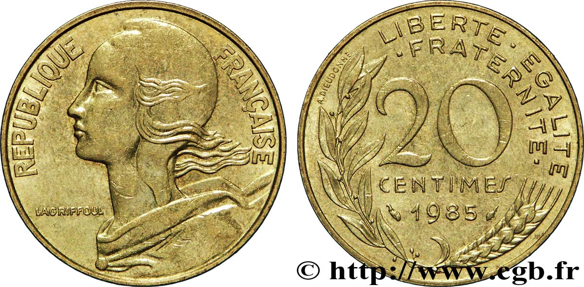 20 centimes Marianne 1985 Pessac F.156/25 AU54 