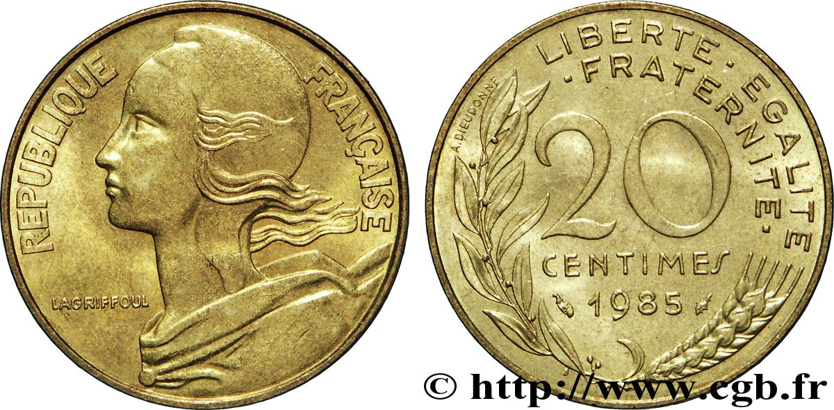 20 centimes Marianne 1985 Pessac F.156/25 VZ60 