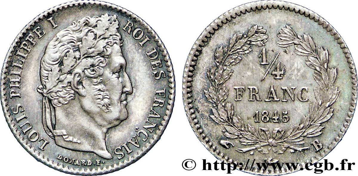 1/4 franc Louis-Philippe 1845 Rouen F.166/103 VZ62 