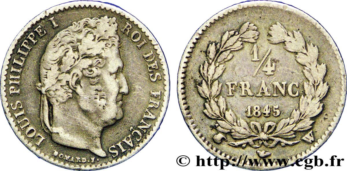 1/4 franc Louis-Philippe 1845 Lille F.166/104 BC35 