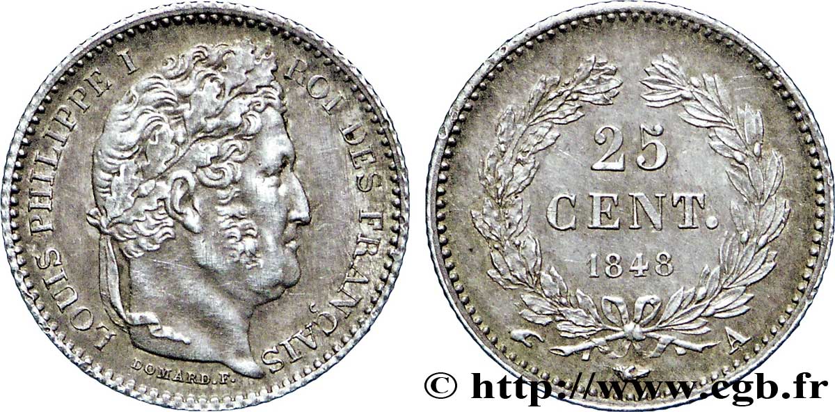 25 centimes Louis-Philippe 1848 Paris F.167/12 SPL58 