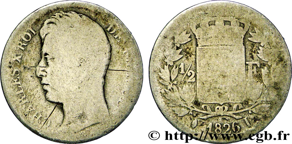 1/2 franc Charles X 1826 Limoges F.180/7 SGE6 