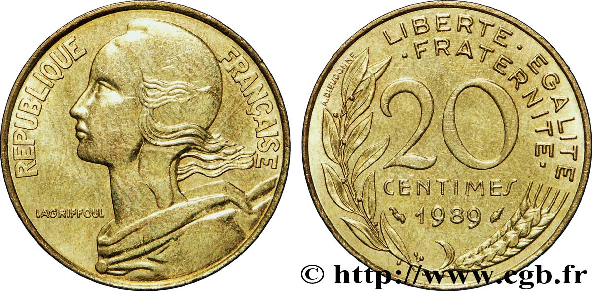20 centimes Marianne 1989 Pessac F.156/29 VZ60 
