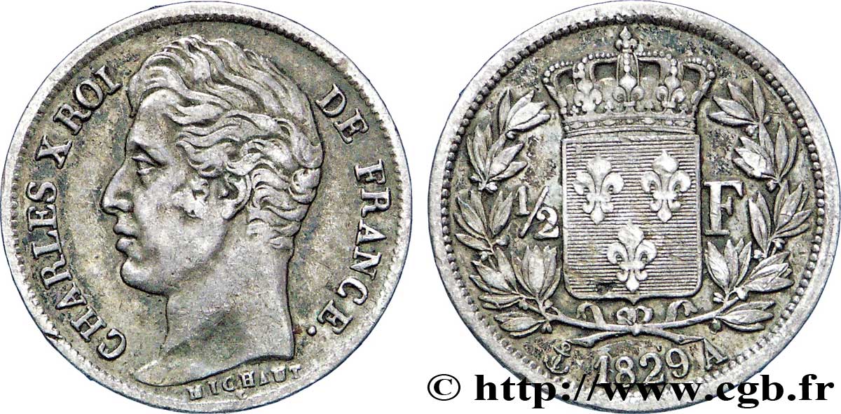 1/2 franc Charles X 1829 Paris F.180/37 MBC45 