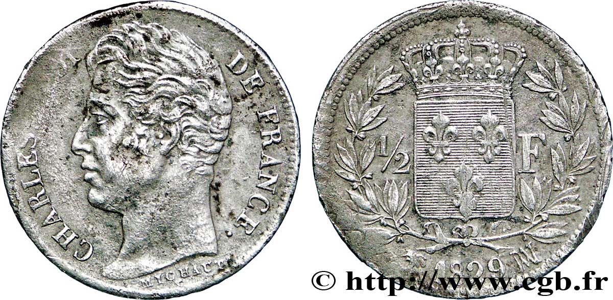 1/2 franc Charles X 1829 Marseille F.180/46 BB48 
