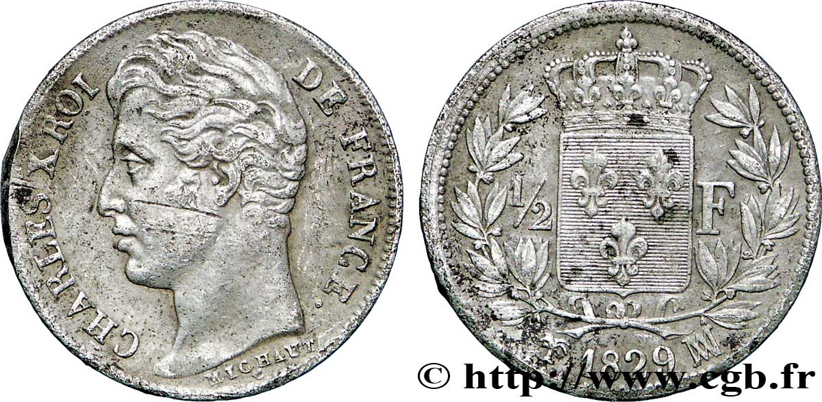 1/2 franc Charles X 1829 Marseille F.180/46 BB45 
