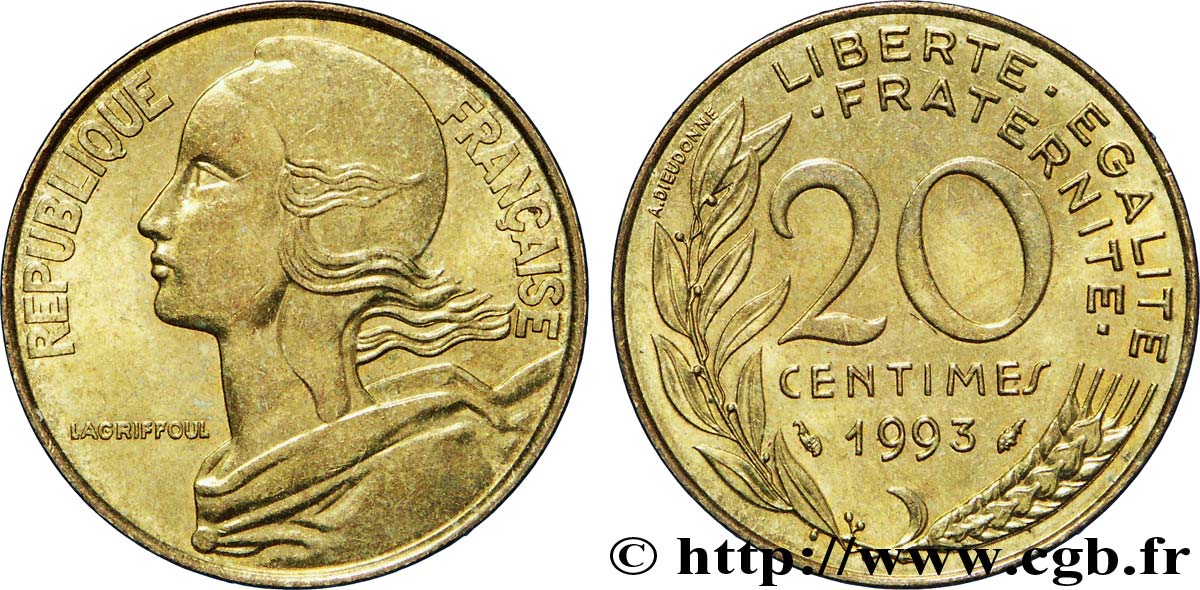 20 centimes Marianne 1993 Pessac F.156/35 SUP60 