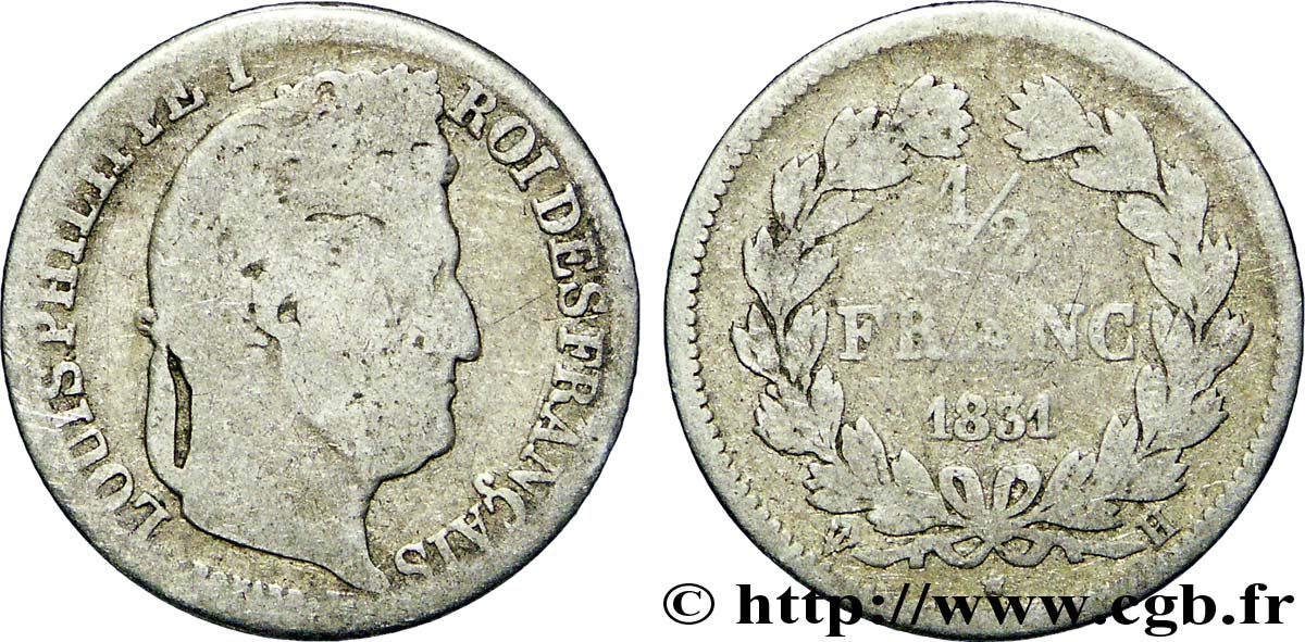 1/2 franc Louis-Philippe 1831 La Rochelle F.182/5 B10 