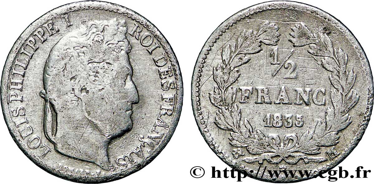 1/2 franc Louis-Philippe 1835 Toulouse F.182/59 TB15 