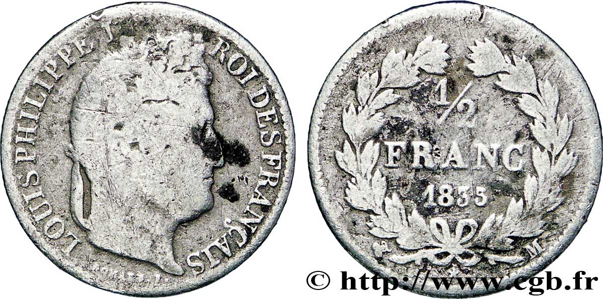 1/2 franc Louis-Philippe 1835 Toulouse F.182/59 F12 
