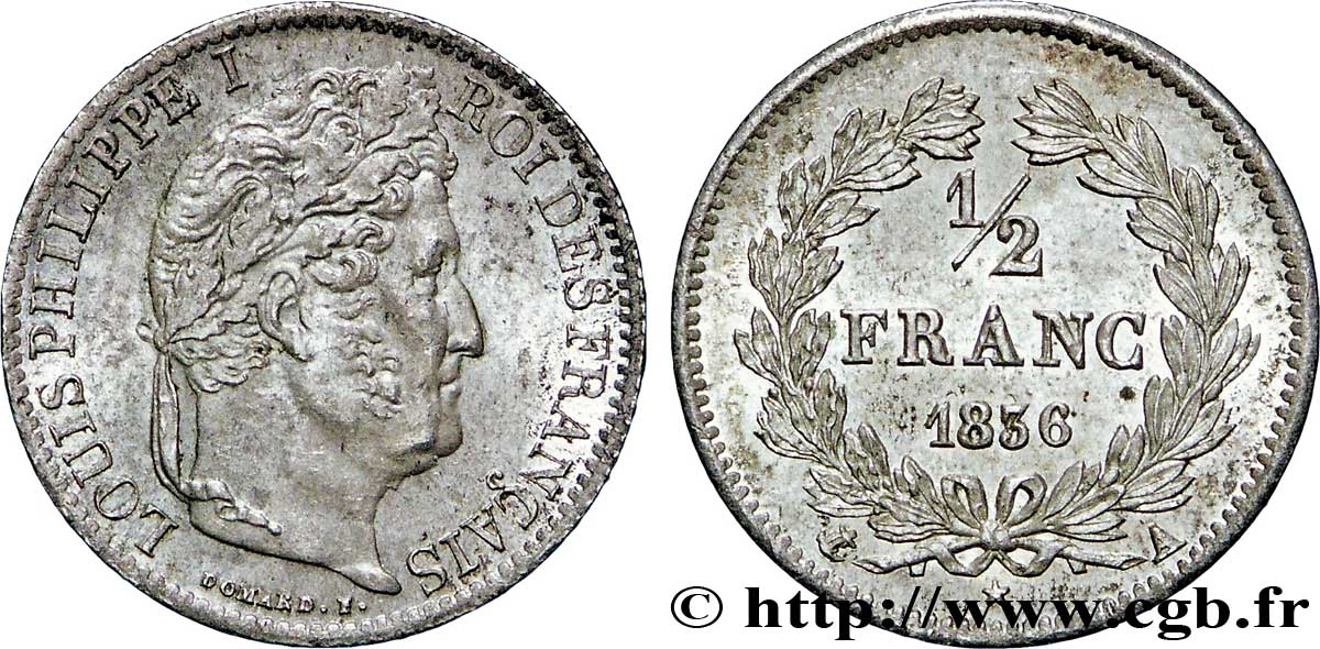 1/2 franc Louis-Philippe 1836 Paris F.182/62 SUP55 