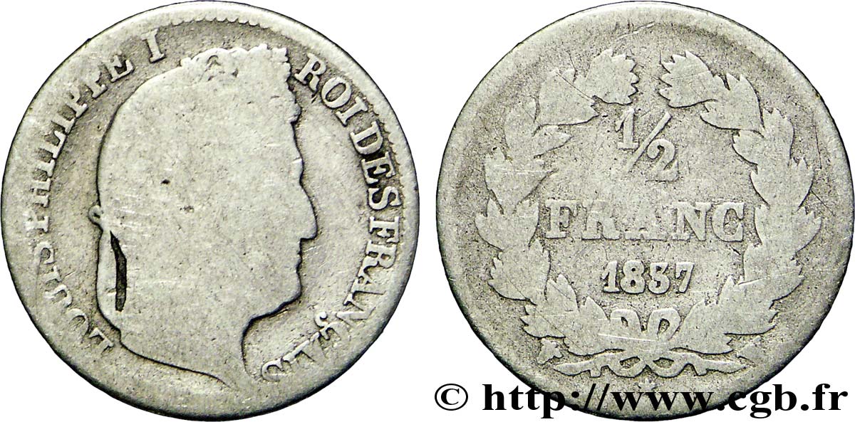 1/2 franc Louis-Philippe 1837 Lille F.182/72 SGE6 