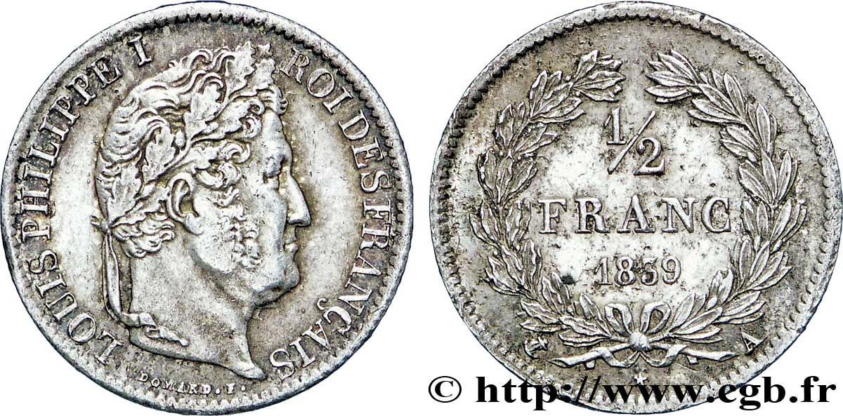 1/2 franc Louis-Philippe 1839 Paris F.182/78 SS52 