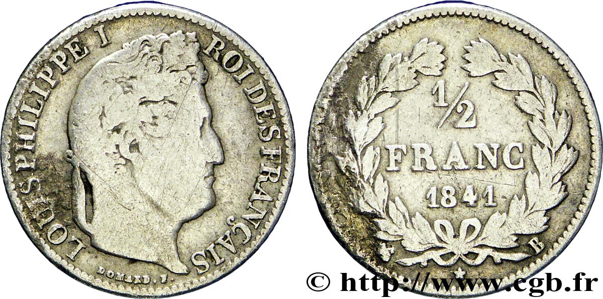 1/2 franc Louis-Philippe 1841 Rouen F.182/90 VG10 