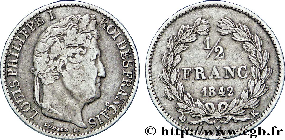 1/2 franc Louis-Philippe 1842 Bordeaux F.182/97 XF45 