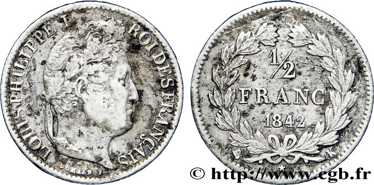 1/2 franc Louis-Philippe 1842 Bordeaux F.182/97 TB30 