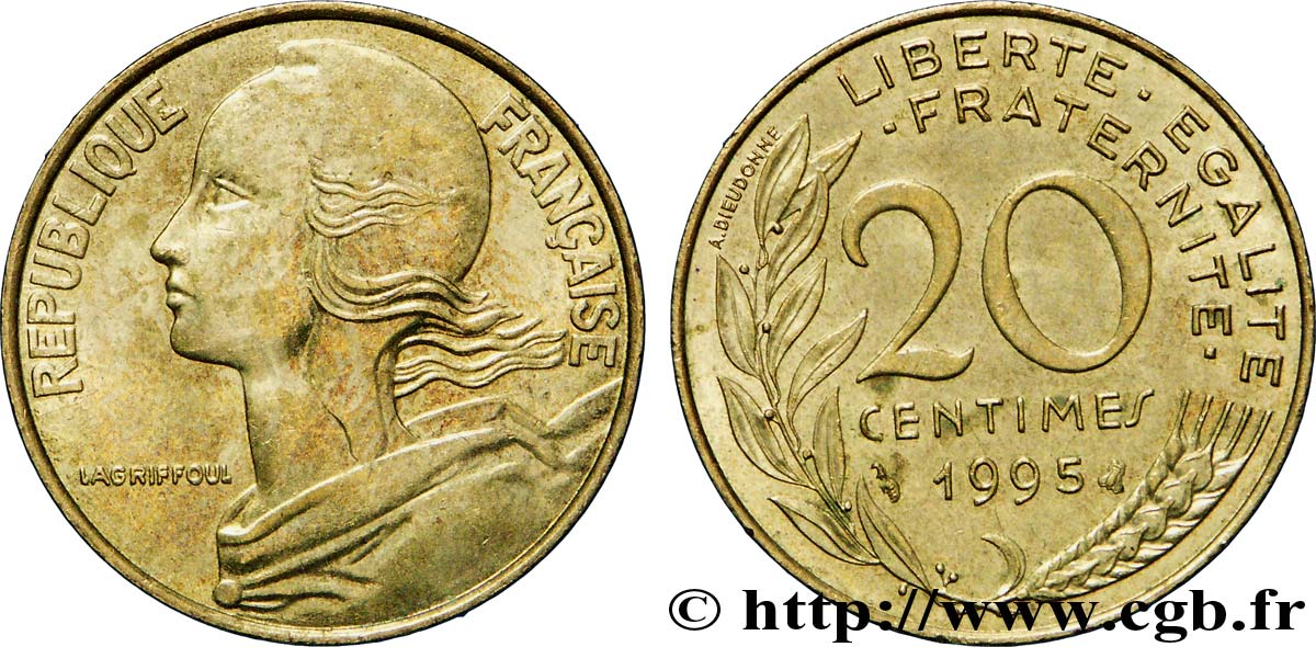 20 centimes Marianne 1995 Pessac F.156/39 AU54 