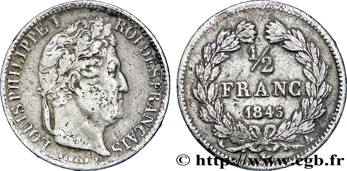 1/2 franc Louis-Philippe 1845 Paris F.182/108 MB30 