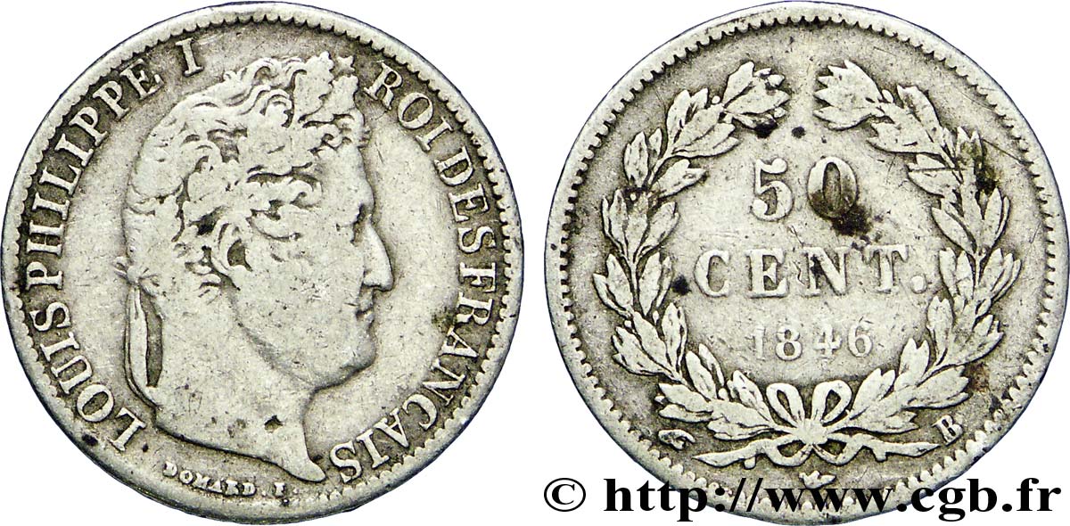 50 centimes Louis-Philippe 1846 Rouen F.183/8 BC20 