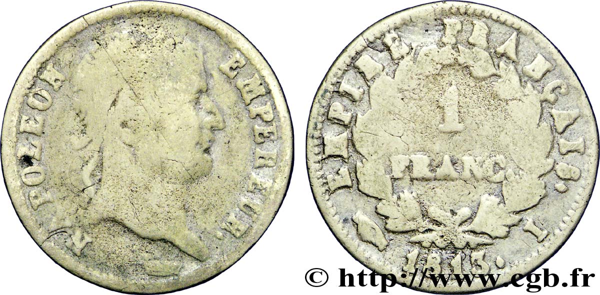 Faux de 1 franc Napoléon Ier tête laurée, Empire français 1813 Limoges F.205/63 var. RC6 