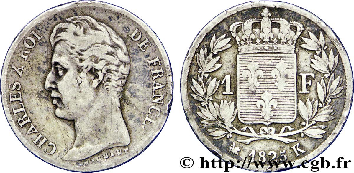 1 franc Charles X 1825 Bordeaux F.207/7 TB30 
