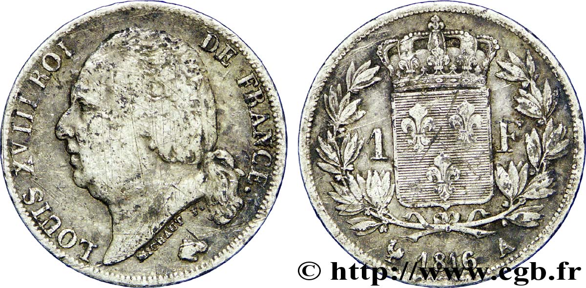 1 franc Louis XVIII 1816 Paris F.206/1 S20 