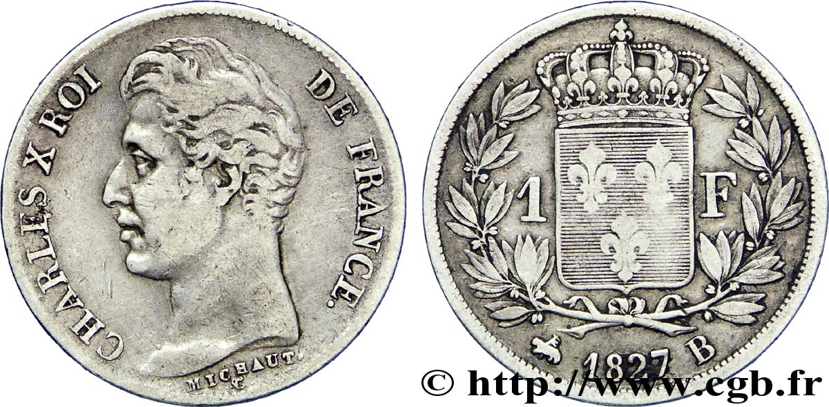 1 franc Charles X 1827 Rouen F.207/26 VF35 