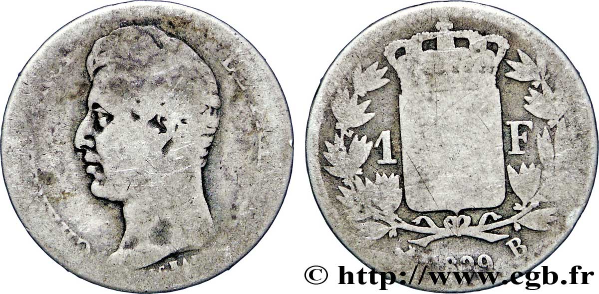 1 franc Charles X 1829 Rouen F.207A/14 VG8 