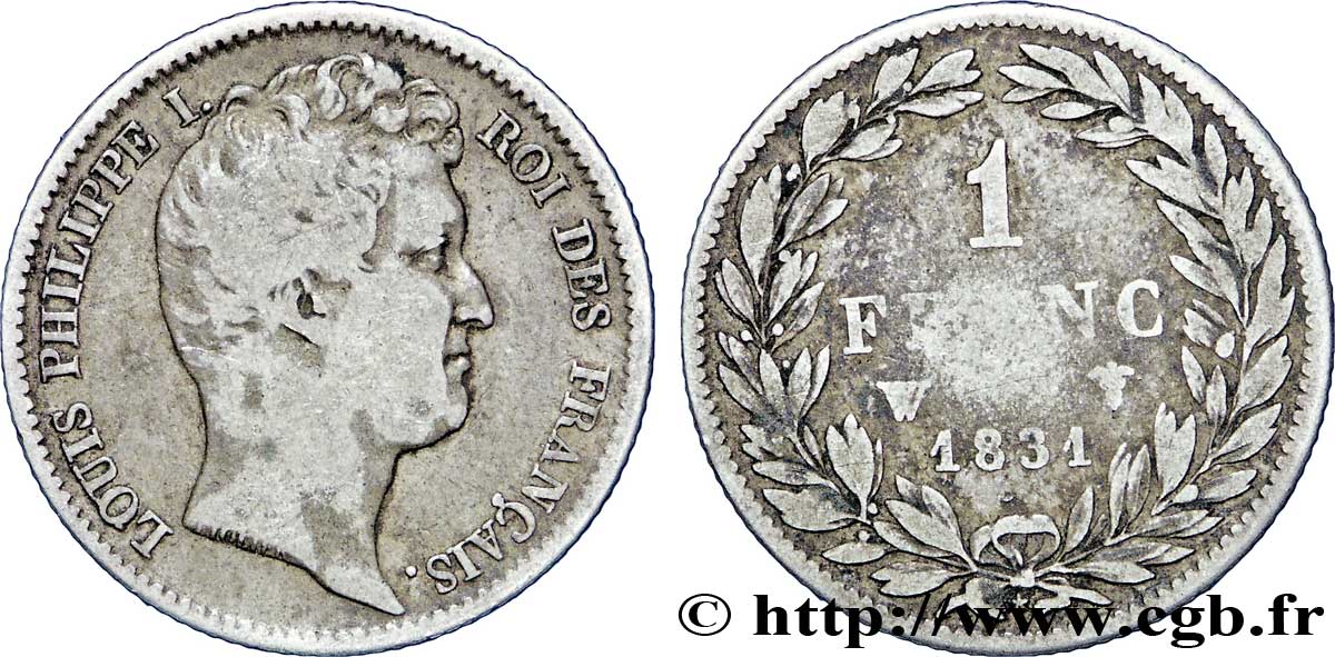 1 franc Louis-Philippe, tête nue 1831 Lille F.209/12 TB18 