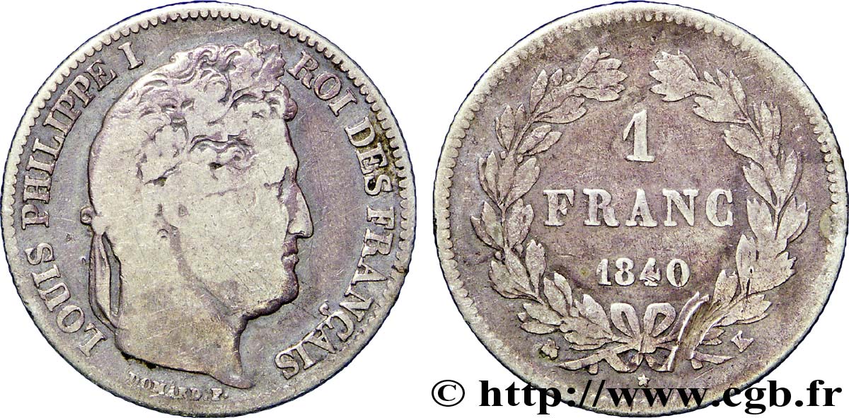1 franc Louis-Philippe, couronne de chêne 1840 Bordeaux F.210/77 S23 