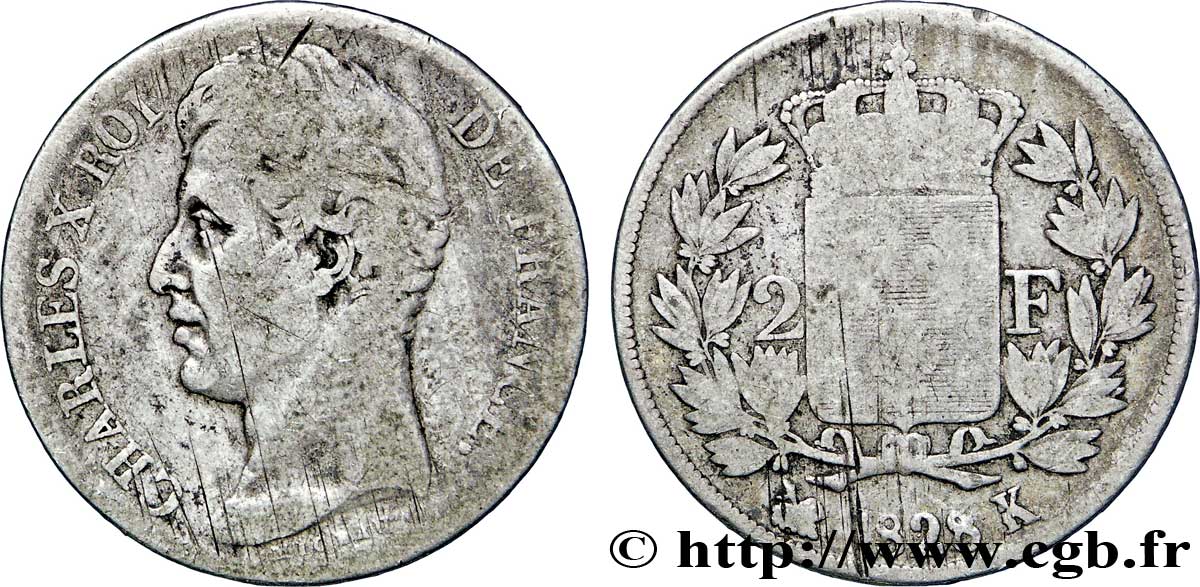 2 francs Charles X 1828 Bordeaux F.258/43 B12 