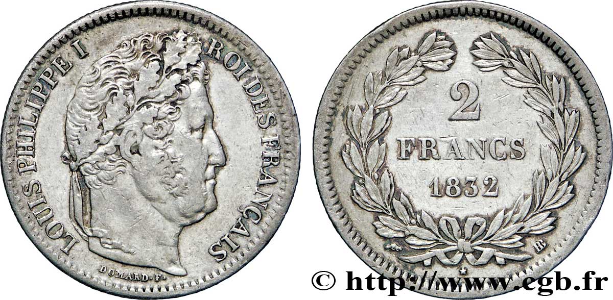 2 francs Louis-Philippe 1832 Strasbourg F.260/6 XF45 