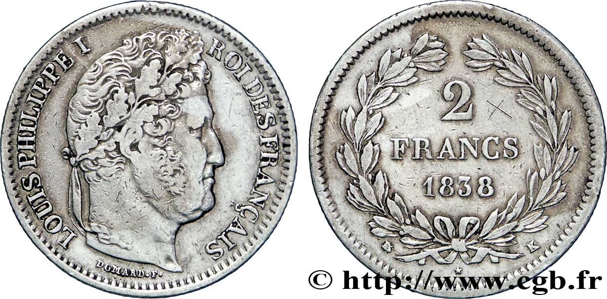2 francs Louis-Philippe 1838  Bordeaux F.260/68 TTB45 