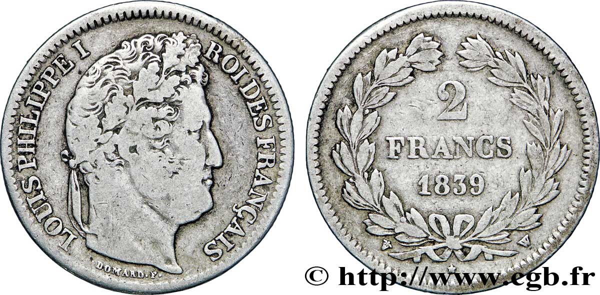 2 francs Louis-Philippe 1839 Lille F.260/75 TB35 