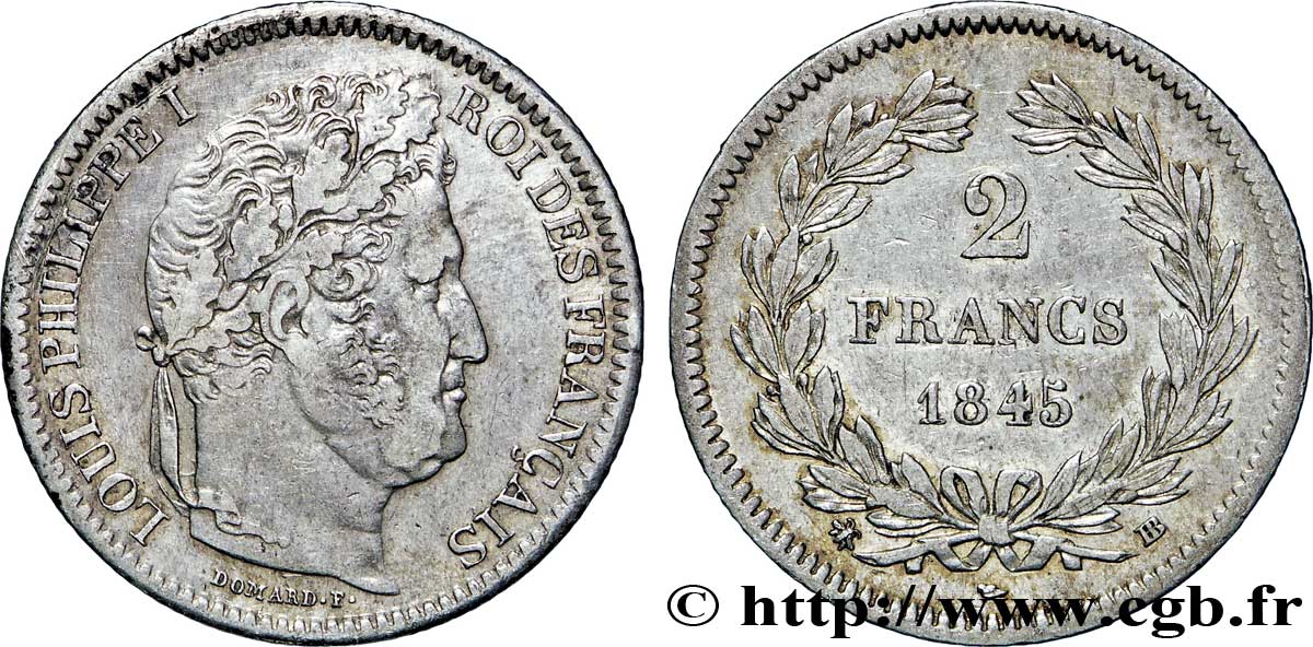 2 francs Louis-Philippe 1845 Strasbourg F.260/105 TTB45 