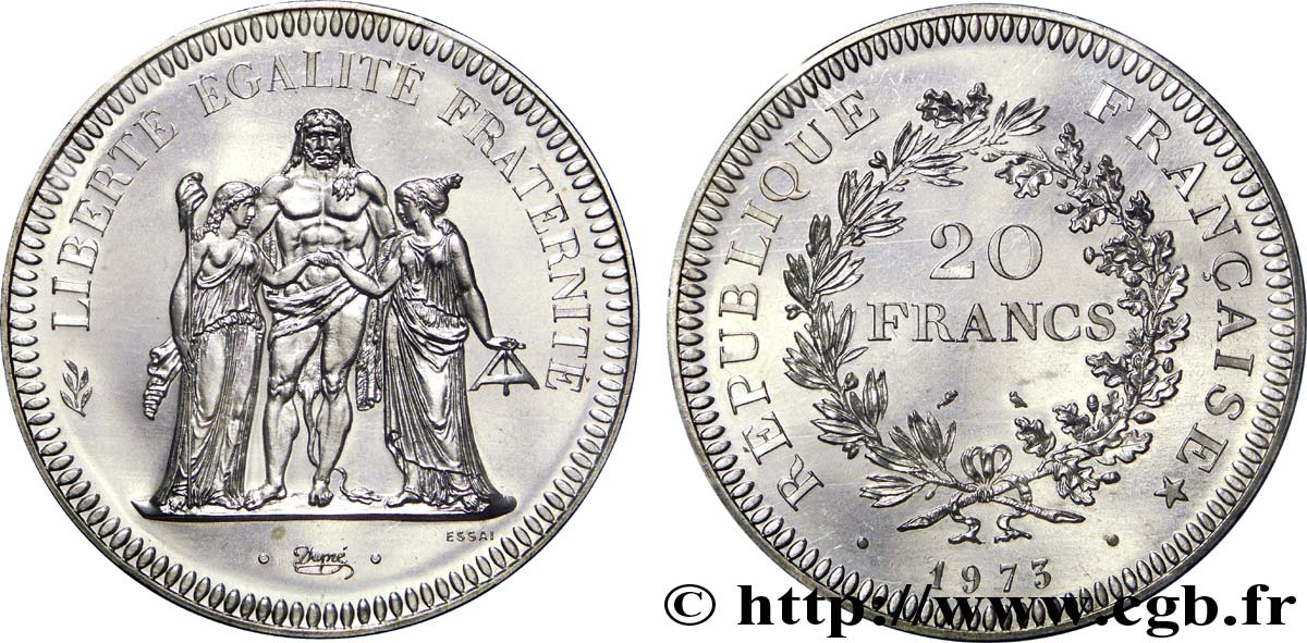Essai de 20 francs Hercule 1973  G.868  MS70 