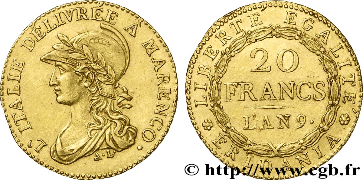 20 francs Marengo 1801 Turin VG.842  TTB52 