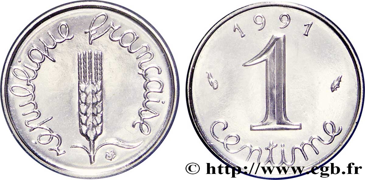 1 centime Épi, BU (Brillant Universel), frappe médaille 1991 Pessac F.106/49 FDC68 