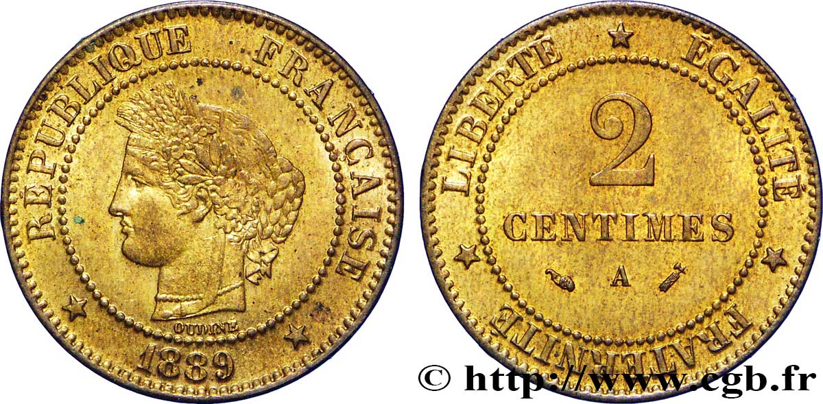 2 centimes Cérès 1889 Paris F.109/15 SUP61 