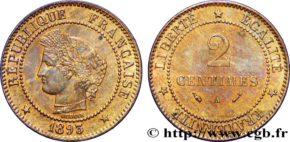 2 centimes Cérès 1893 Paris F.109/19 SPL59 