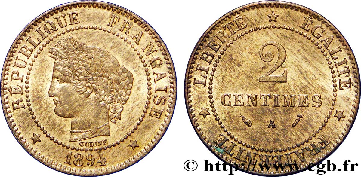 2 centimes Cérès 1894 Paris F.109/20 MS60 