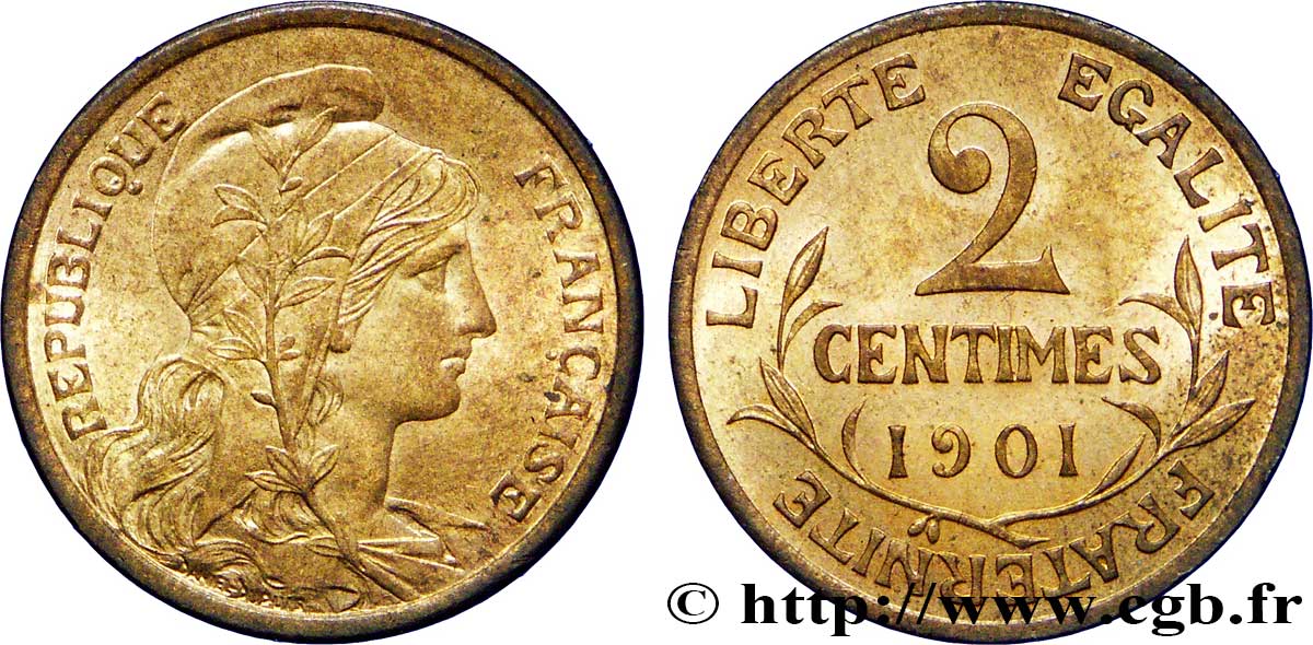 2 centimes Daniel-Dupuis 1901 Paris F.110/6 VZ60 