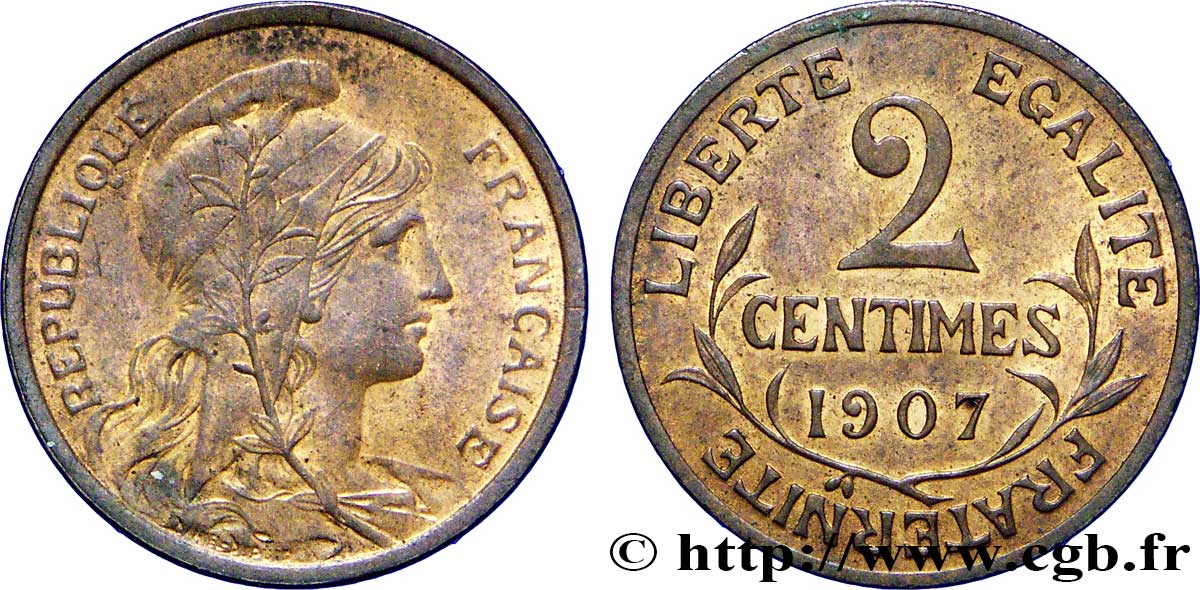 2 centimes Daniel-Dupuis 1907 Paris F.110/10 AU59 