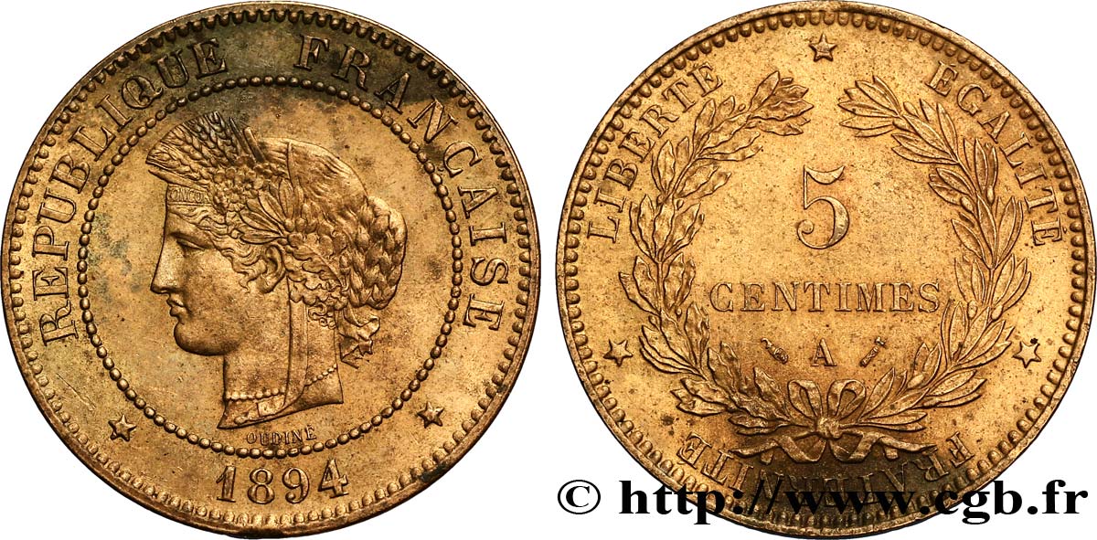 5 centimes Cérès 1894 Paris F.118/36 SUP58 