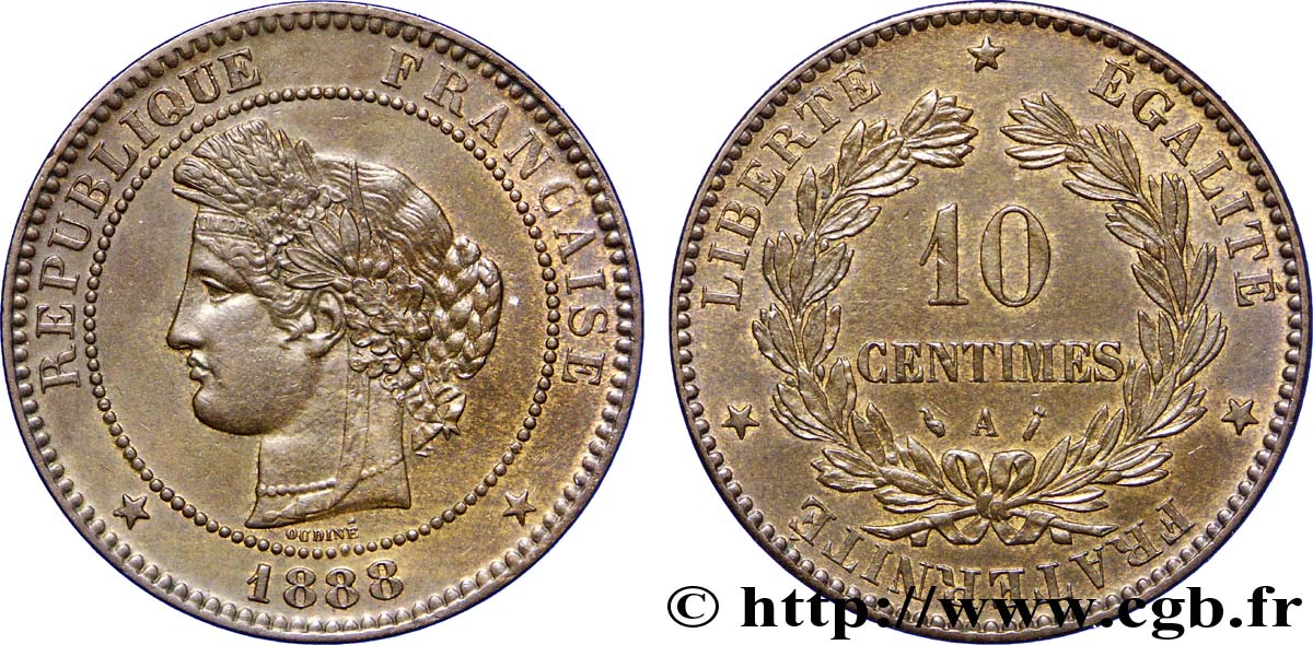 10 centimes Cérès 1888 Paris F.135/32 SUP58 