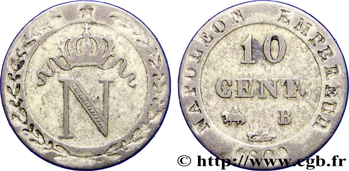 10 cent. à l N couronnée 1809 Rouen F.130/11 TB33 