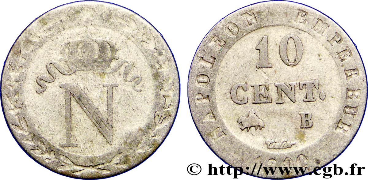 10 cent. à l N couronnée 1810 Rouen F.130/20 BC20 