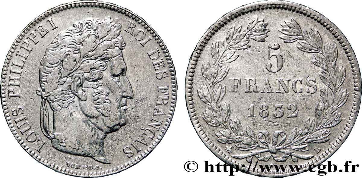 5 francs IIe type Domard 1832 Rouen F.324/2 XF48 