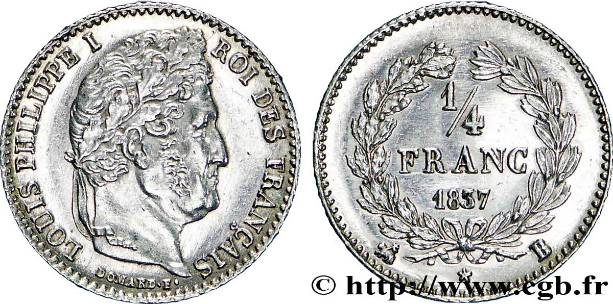 1/4 franc Louis-Philippe 1837 Rouen F.166/64 SUP60 