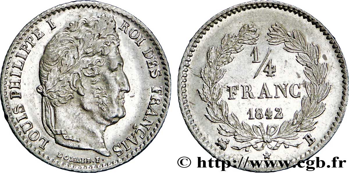 1/4 franc Louis-Philippe 1842 Rouen F.166/90 AU56 